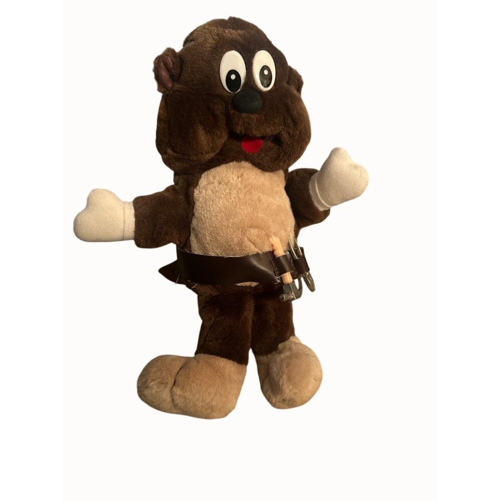 Arts toys Brown Plush beaver‎ puppet With Toolbelt & Attached Plastic Tools